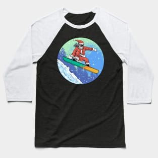 Snowboarding Santa Baseball T-Shirt